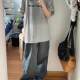 100% pure cotton gray short-sleeved T-shirt for women in summer loose design niche American trendy brand half-sleeved T-shirt top