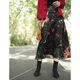 Spring and Autumn Chinese retro printed high-waisted skirt for women with slim A-line skirt commuting versatile
