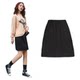 Spring and summer black small letter commuting solid color insert pocket high waist A-line short skirt covering hips to make you look slim and versatile elastic waist skirt
