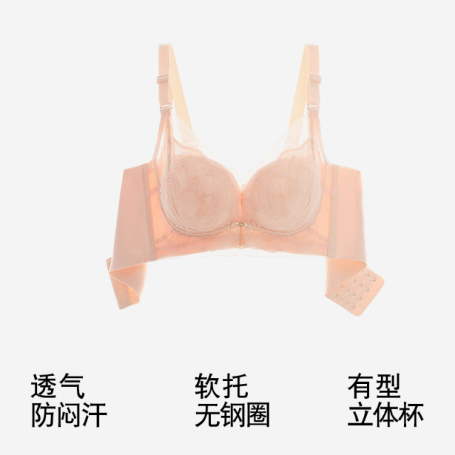 100% comfortable French lace gathering and adjusting mulberry silk medium-thick A cup ringless underwear 1705