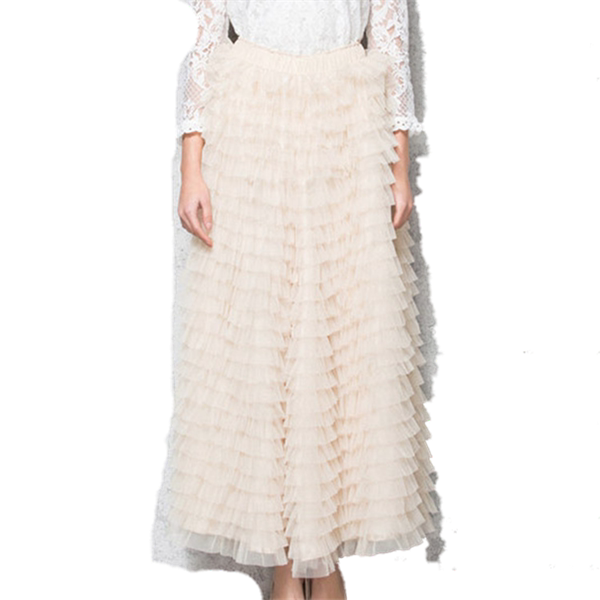 2025 mesh slim Hong Kong flavor large size tulle skirt puffy skirt women's irregular a half-body long skirt high waist