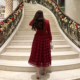 GLEC high-end fat mm large size women's clothing autumn new style 2025 fashionable elegant red suit cake dress
