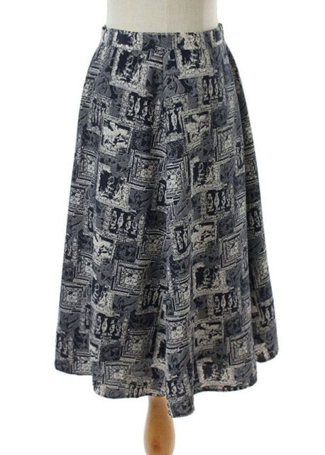 
Summer print Vintage vintage retro lonely literary style mid-skirt skirt abstract flower color blocks