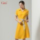 Gitti/Gitty POLO collar lace stitching waist dress women's new temperament short -sleeved A -line skirt G202094
