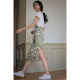 No print romantic digital print mid-length fashionable slit irregular skirt skirt 23259