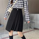 Large size irregular black skirt for women in autumn and winter style pleated skirt for fat mm retro versatile slim short skirt