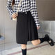 Large size irregular black skirt for women in autumn and winter style pleated skirt for fat mm retro versatile slim short skirt