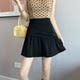 2024 summer large-size skirt pleated fishtail skirt sweet fat mm slim and anti-exposure short skirt black pleated skirt
