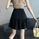 2024 summer large-size skirt pleated fishtail skirt sweet fat mm slim and anti-exposure short skirt black pleated skirt
