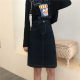Large -size denim skirt Female autumn new fat sister retro high waist thin waist thin A -line skirt in the skirt