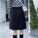 Large size irregular black skirt for women in autumn and winter style pleated skirt for fat mm retro versatile slim short skirt
