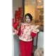 Original design of plum blossom viewing fat mm New Year festive plus velvet vest + cheongsam dress suit winter