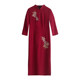 Fenghua autumn new red festive bamboo leaf embroidery large size fat mm cheongsam dress wedding