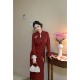 Red Butterfly New Chinese Red Embroidery Butterfly Jacquard New Chinese Cheongsam Dress Large Size Fat mm