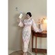 
Lotus original design plus velvet and thick pink girl shy plus size fat mm cheongsam dress