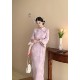 Xiaodie's new Chinese-style lilac noble and elegant large size fat mm cheongsam temperament dress is beautiful