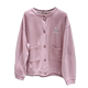 Korean style autumn thin pink jacket~ Simple and slim rabbit embroidered cardigan knitted cotton sweatshirt large size