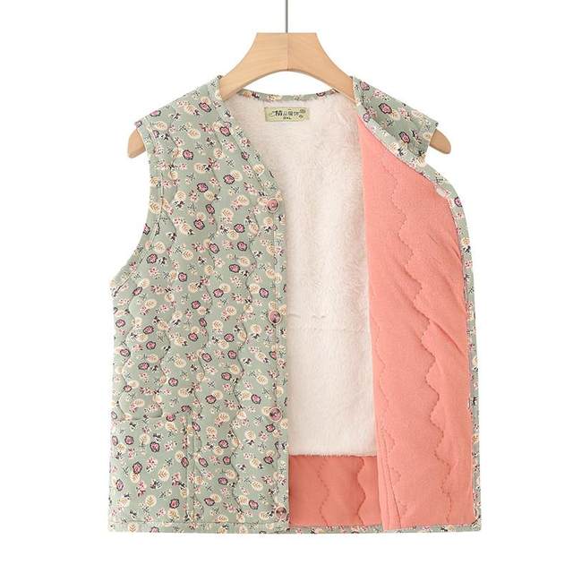 
Mom's new winter waistcoat vest plus velvet cotton for middle-aged and elderly women's warm vest autumn and winter thickened waist protection
