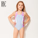 BE van der An Children's Medium-Big Children's One-piece Swimsuit Triangle Girls Sports U-shaped Backless Wide Strap Swimwear Equipment