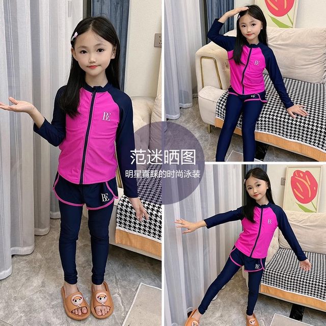 BE Fan De'an children's split swimsuit set for girls, comfortable, skin-friendly, sunscreen, breathable, hydrophobic, quick-drying, anti-chlorine hot spring