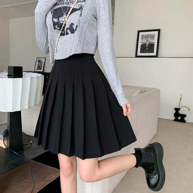 Gray pleated skirt female summer high -size high -level high -end skirt 2022 new A -line skirt mid -length puff skirt