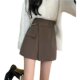 Large size fake two-piece skirt high waist belly-covering suit skirt for women in autumn and winter black irregular slimming A-line short skirt pants