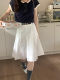 
White pleated skirt for women's summer large size Korean mid-length umbrella skirt high waist slim small person covering hips A-line skirt