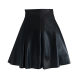 Fat mm high waist pu small leather skirt for women with autumn and winter large size slimming belly puffy skirt umbrella skirt versatile A-line skirt