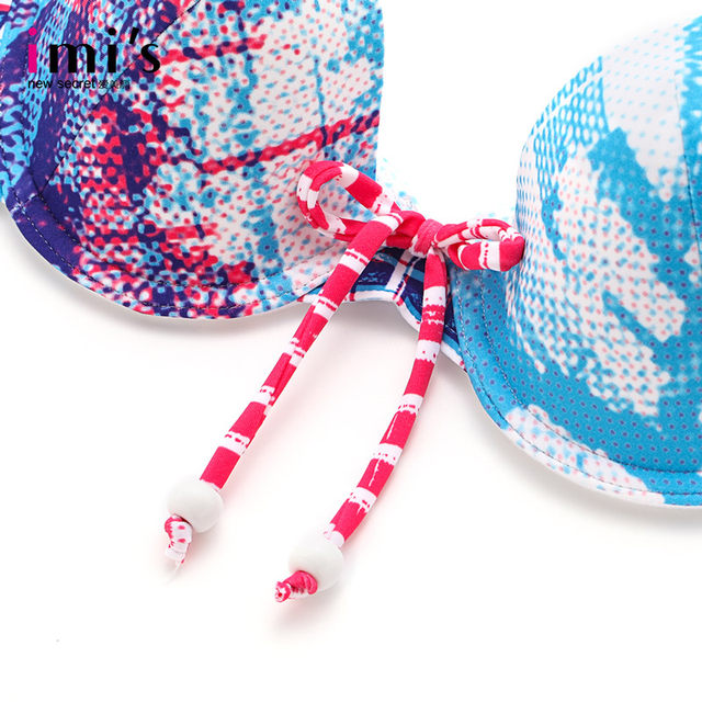 IMIS Aimeili Women's Swimwear Fashion Sexy Printed Beach Skirt Split Swimsuit Three-piece Set IM67ACA1