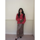 Christmas red 2024 Autumn and Winter Lazy V-neck Knitted Sweater for Women Loose Slim Soft Gluten Pullover Wool Sweater