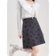Bow printed knitted skirt for women in autumn and winter 2024 new small person with sweet high waist slim A-line short skirt