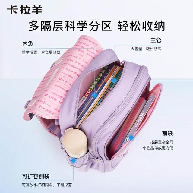 Grade 1-4 primary school students with falling and load reduction school bag lightweight antibacterial backpack 18L