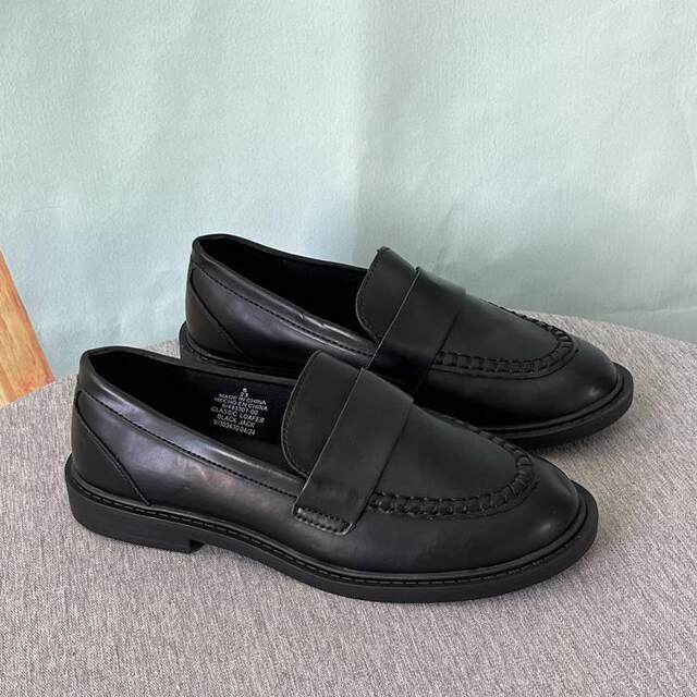 Foreign trade large size export women's loafers low heel small single shoes European and American fashion lazy Maillard color