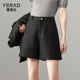 Yalida imitation woolen shorts for women in spring and autumn casual pants thickened women's pants 2025 new style small fragrance style black boot pants