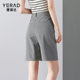 Yalida Bermuda straight shorts women's black mid-trousers 2025 summer slim casual pants suit five-point pants
