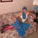 AXIS OF Flamingo retro blue irregular long skirt piled with pleated slightly transparent a-line mesh skirt