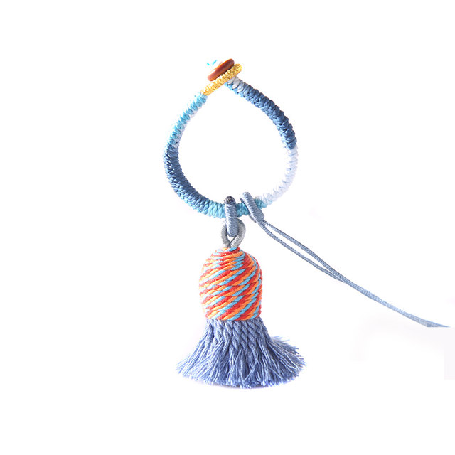 Hand-woven Gradient Diamond Knot Ring Clamping Tassel Pendant Accessories Keychain Pack Hanging Pendant Pendant