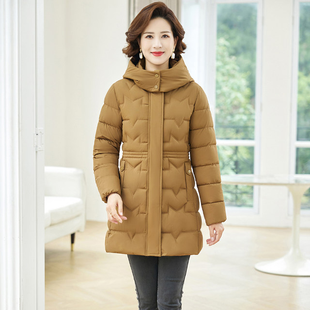 Middle -aged mother Middle -length cotton jacket female plus fertilizer increase cotton jacket 200JIN [Jin is equal to 0.5 kg] cotton jacket outer jacket winter