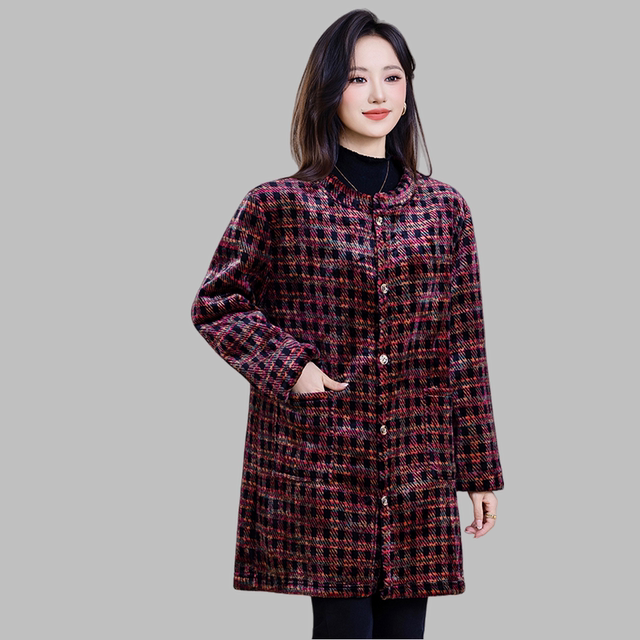 Women's autumn and winter plus velvet anti-stained dirty work clothes loose large size middle-aged and elderly crystal velvet kitchen long-sleeved apron
