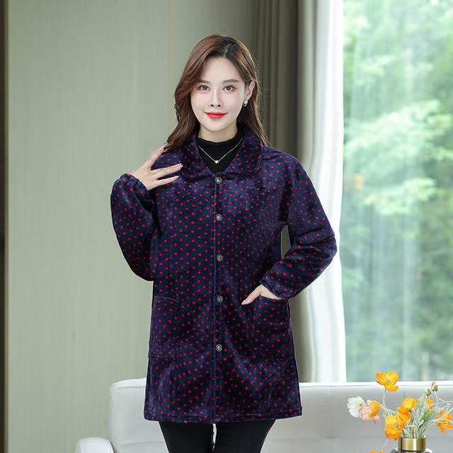 
Winter flannel smock women's long-sleeved velvet thickening mom's fashion coat kitchen stain-resistant apron work clothes