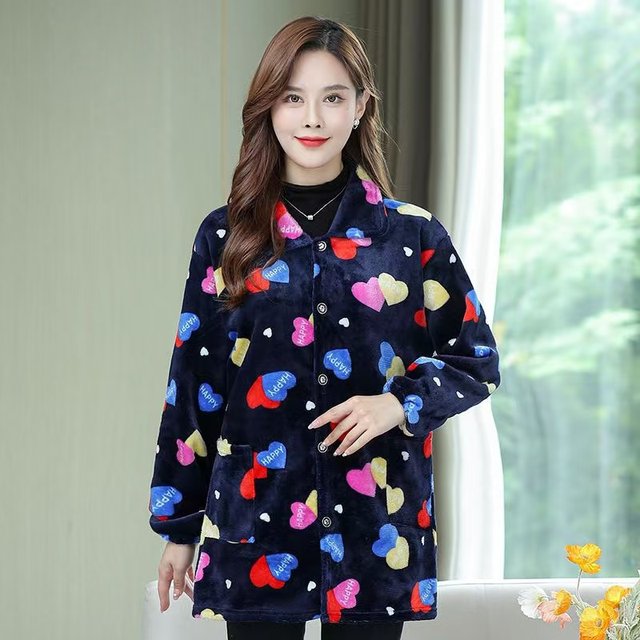 Autumn and winter adult clothing down jacket shirt crystal velvet long sleeve plus velvet warm and dirt-resistant loose apron work clothes for women
