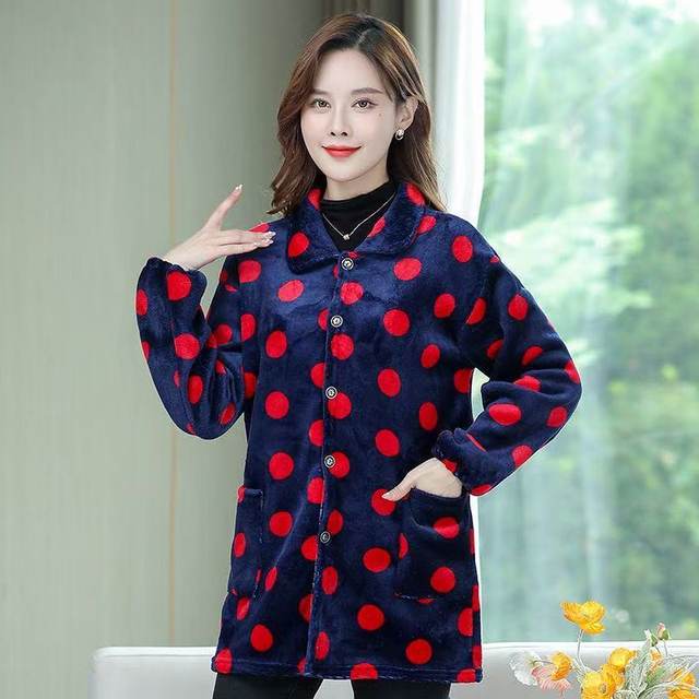 
Winter flannel smock women's long-sleeved velvet thickening mom's fashion coat kitchen stain-resistant apron work clothes