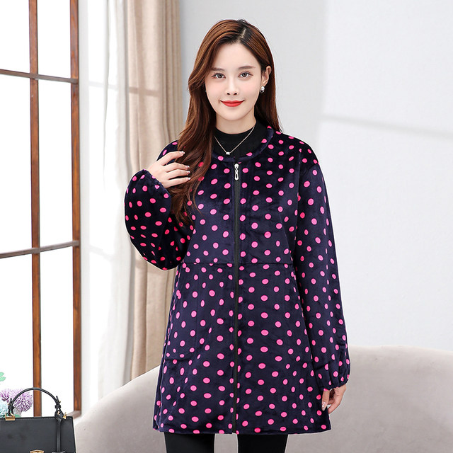 Crystal velvet smock for women in autumn and winter plus velvet loose anti-fouling and stain-resistant kitchen apron overalls flannel adult protective clothing