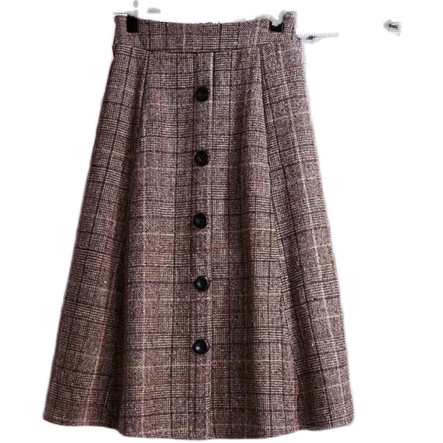 Large -size women's autumn and winter A -character loose waist tight waist grid hair 200jin [Jin is equal to 0.5 kg] Add fat to increase fat mm skirt