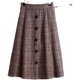 Large -size women's autumn and winter A -character loose waist tight waist grid hair 200jin [Jin is equal to 0.5 kg] Add fat to increase fat mm skirt