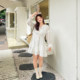 
DM100 large size 100% women's clothing autumn slightly fat mm vacation style small white skirt lace pure cotton dress