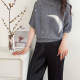 Fashionable Moon Print Contrast Color Half-Sleeve T-Shirt Women's Spring and Summer New Loose Comfortable Stand Collar Pullover Top Thin
