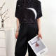 Fashionable Moon Print Contrast Color Half-Sleeve T-Shirt Women's Spring and Summer New Loose Comfortable Stand Collar Pullover Top Thin