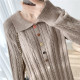 New autumn and winter doll collar large size over-knee thermal inner paired with knitted long skirt thickened long loose sweater dress