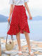 Polka dot skirt mid-length summer women's chiffon one-piece lace-up high-waist wrap skirt irregular fishtail skirt skirt